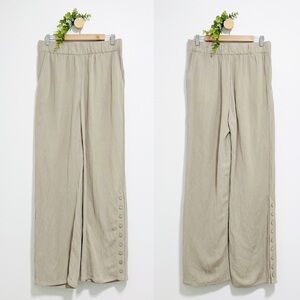 Soft Surroundings Ramie Blend Elastic Waist Wide Leg Lagenlook Pants